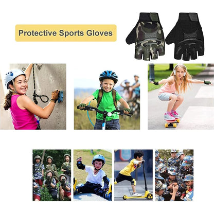 1Pair Kids Cycling Gloves Half Finger Bike Gloves Non-Slip Mitten Outdoor Sports Roller Skating Gloves for Boys and Girls