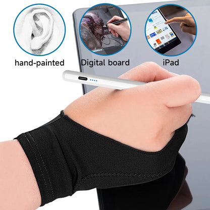 Artists Gloves Two Finger Sketch Glove Anti Smudge Glove for Drawing Digital Drawing Glove for Paper Sketching, Monitor Painting