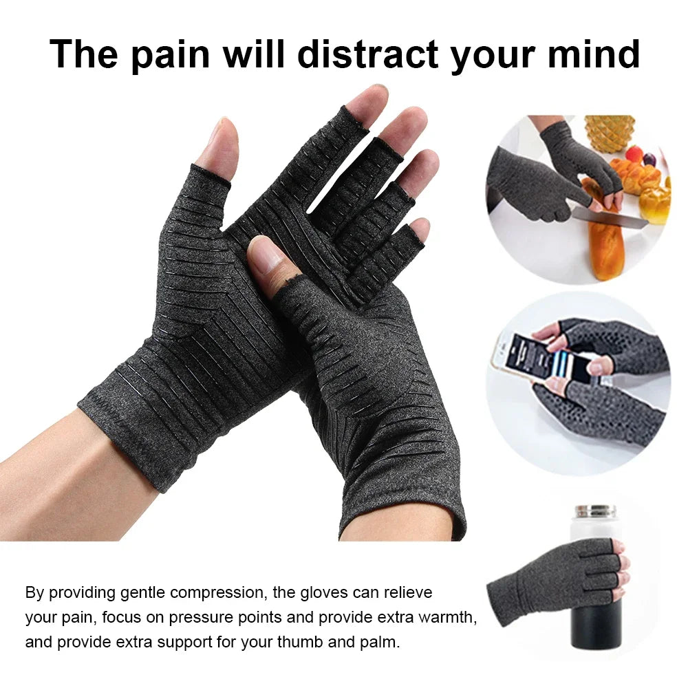 1Pair Compression Arthritis Gloves Premium Arthritic Joint Pain Relief Hand Gloves Therapy Open Fingers Compression Gloves