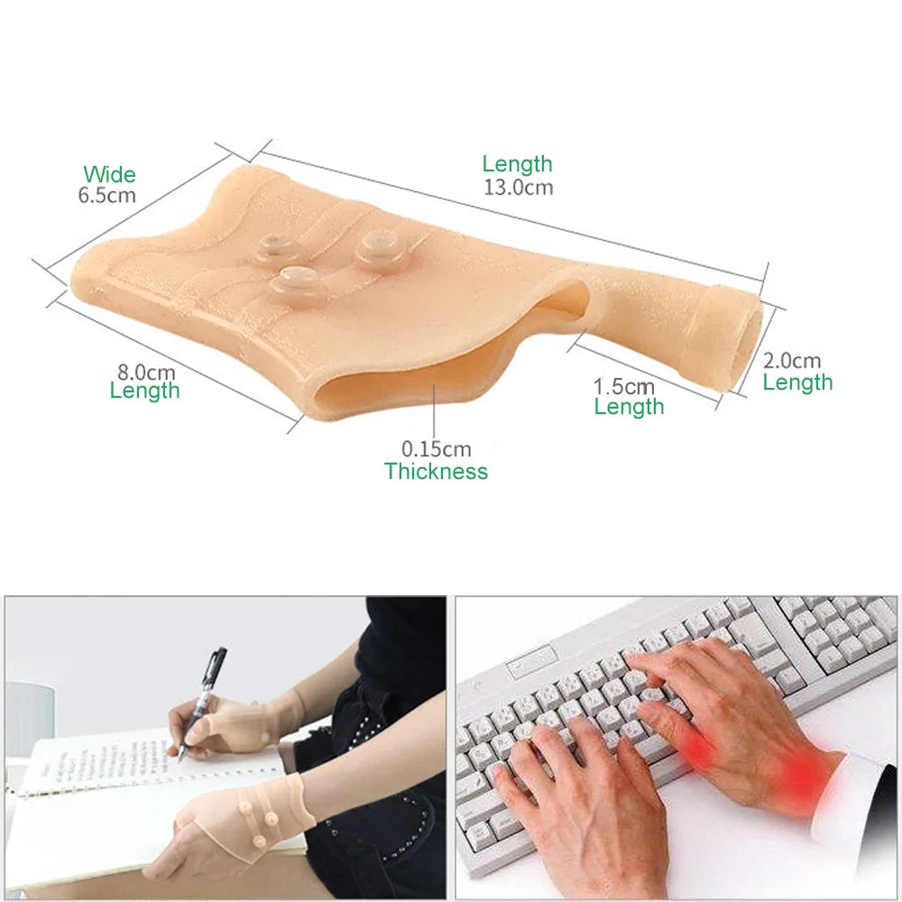 GOMOREON 1Pcs Magnetic Thumb Wrist Support Gloves Silicone Gel Arthritis Pressure Corrector Massage Pain Relief Gloves