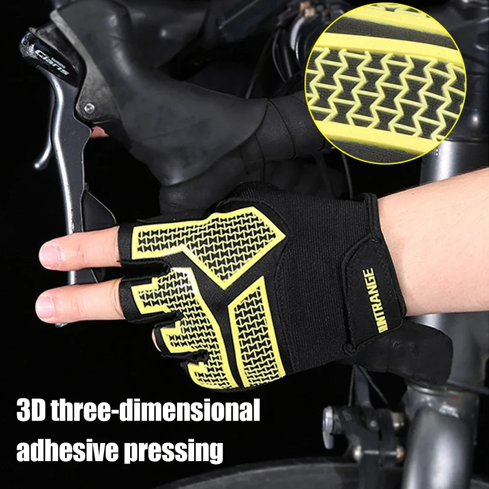 Cycling Bike Gloves Padded Half Finger Bicycle Gloves Shock-Absorbing Anti-Slip Breathable MTB Road Biking Gloves for Men/Women