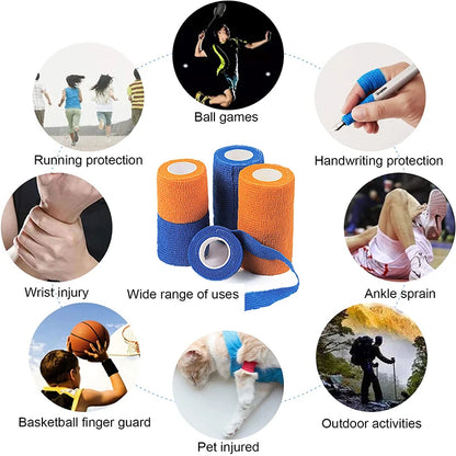 6Colors Self Adhesive Bandage Wrap 450cm Breathable Adherent Vet Tape for First Aid Sports Injury Body Sprains & Pets