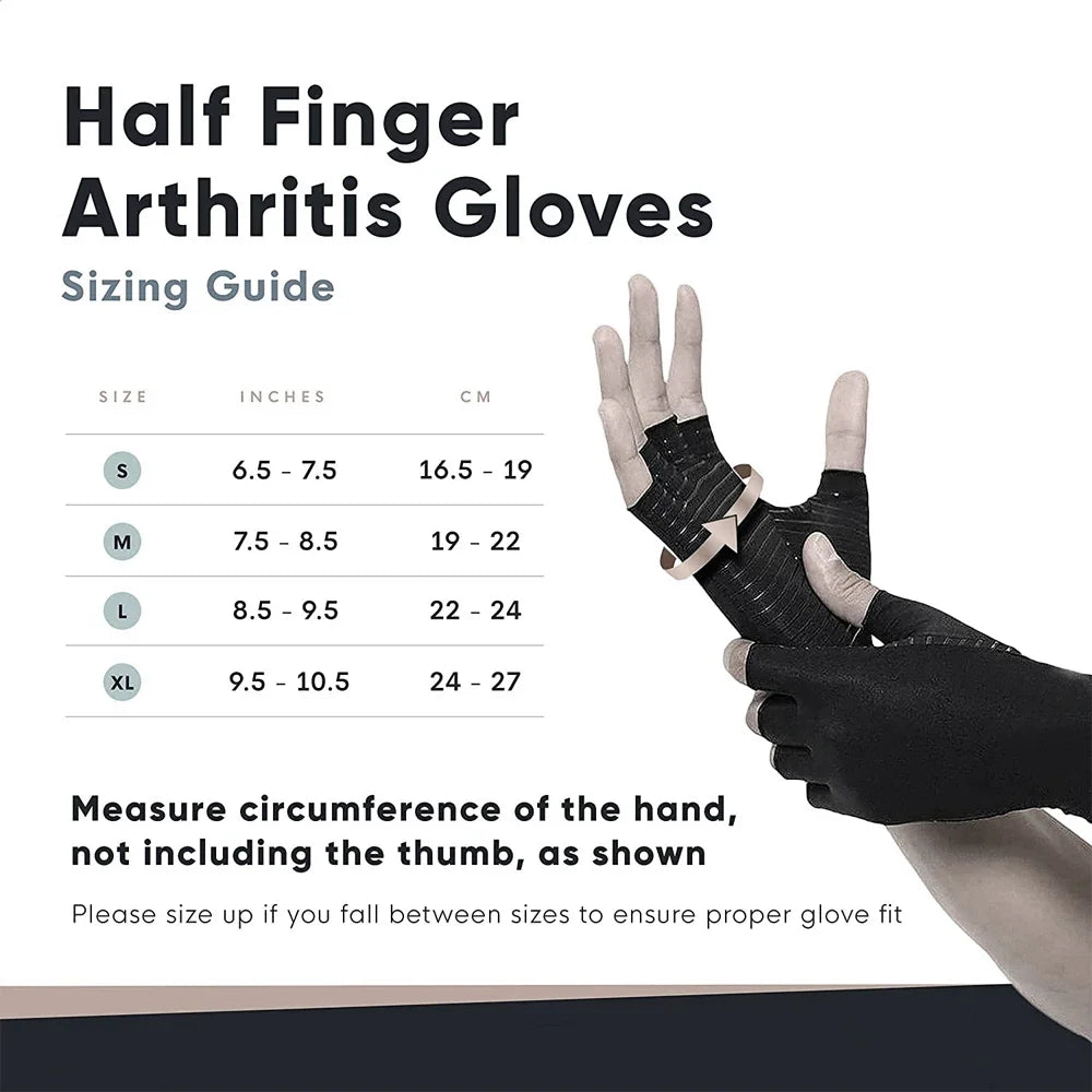 1Pair Arthritis Compression Gloves for Women Men, Wrist Support Relieve Hand Pain Swelling & Carpal Tunnel Fingerless for Typing