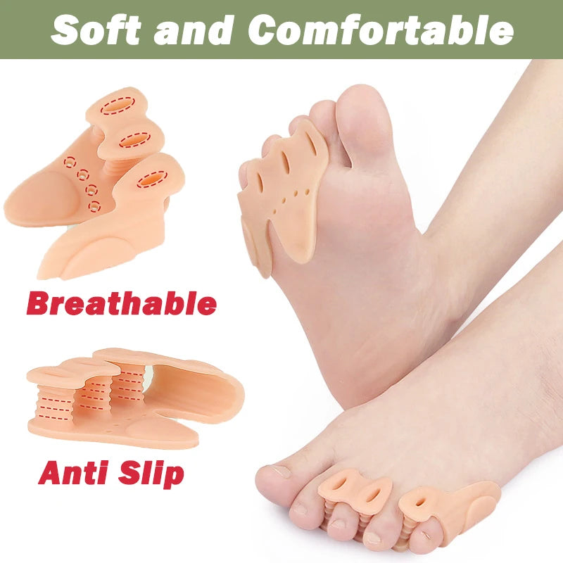 2Pcs Gel Toe Separators & Ball of Foot Cushions Toe Protector to Correct Your Toes Bunion Pain Relief Hammertoe Corrector